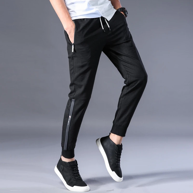 

Summer Designer Brand Clothing Men's Casual Pants Men Jogger Pants Cotton Trousers Ankle-length Pants Men Hip Hop Pants Black