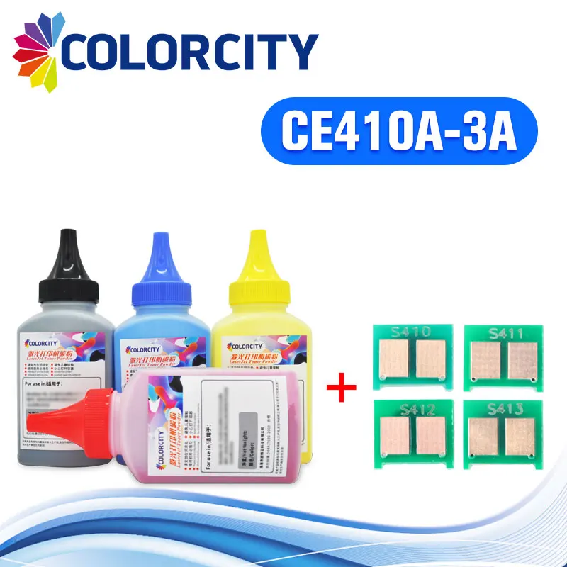 40 г/бутылка CE410A CE413A Тонер порошок + чип для HP laserJet предприятия 300 цветов M351 M375nw 400