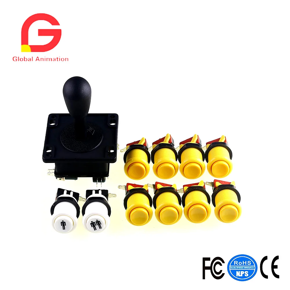 

Happ Style Ultimate 4 or 8 Way Joystick + 8 X Happ Stype Push Button + 1p2p Start Push Button with Switches Mame Compatable