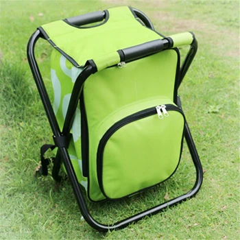 

Foldable Outdoor Fishing Chairs with Cooler Bag Multifunctional 600D PVC Oxford Fishing Chairs Backpack Fishing Bag 36x31x44CM