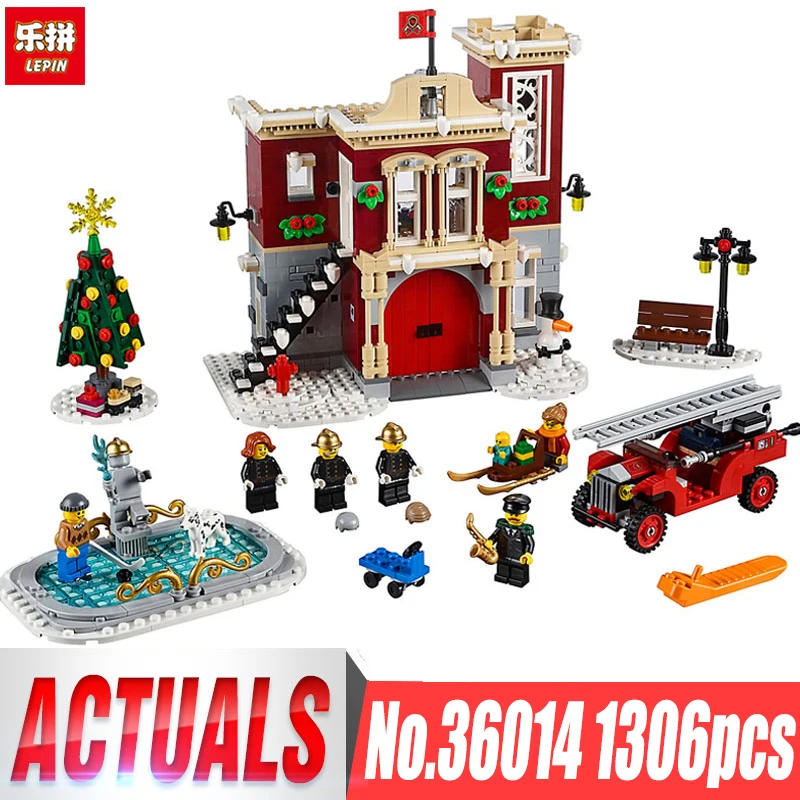 

Lepin 36014 Winter Village Compatible legoings 10263 Fire Station DIY Toys Model Building Blocks Assembled Bricks Christmas Gift