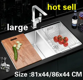 Cheap Free Shipping Household 304 Stainless Steel Big Kitchen Manual Sink Double Groove Vogue Hot Sell 810x440/860x440 MM