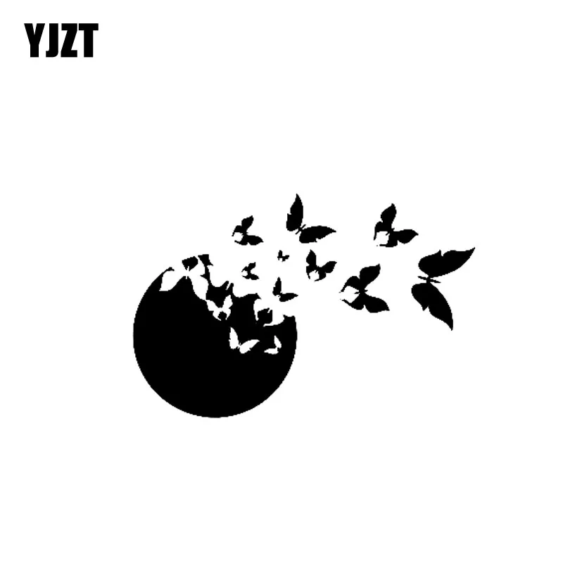 YJZT 20CM*13.7CM Nifty Butterfly Fly Out Of The Ball Delicate Vinyl Decal Car Sticker Black/Silver C19-0578 | Автомобили и