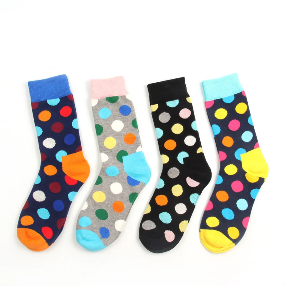 

1 Pair New Warm Lover's Fashion Cotton Japanese College Style Multi-Color Polka Dots Casual Cotton In Tube Dress Socks 8 styles