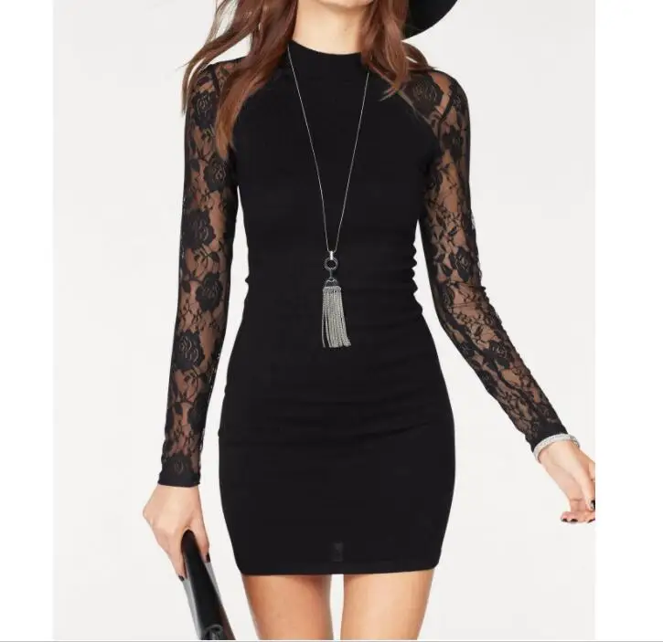 2019 New Arrival Women Solid Lace Long Sweater Full Sleeve Round Neck Sweet Coats Pullovers Women Clothing 