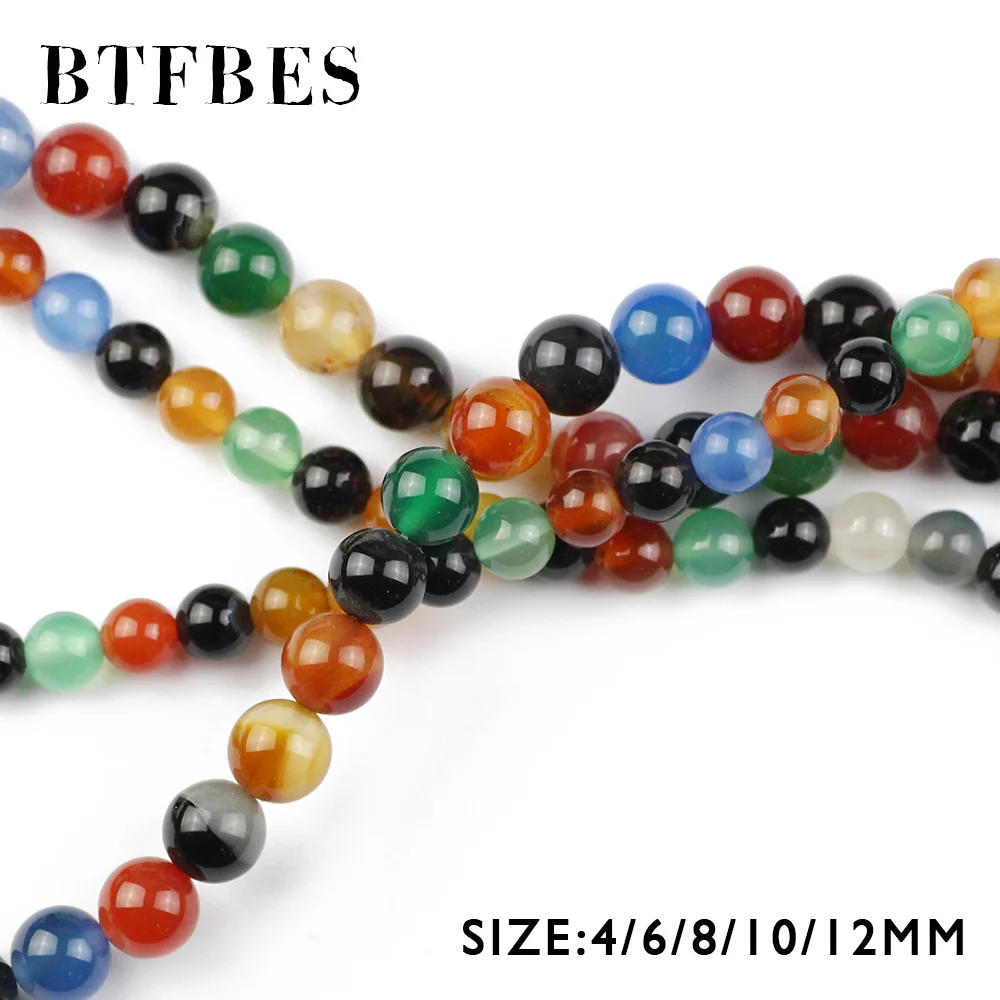 

BTFBES Multicolor Color Natural Stone Colorful RED Carnelian Round Loose Bead Ball for Jewelry Bracelet Making DIY 4/6/8/10/12MM