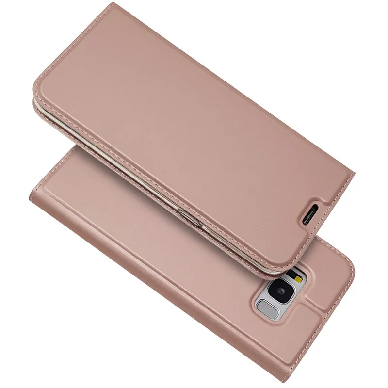 Кожаный флип-чехол PDGB для samsung Galaxy S7 Edge S8 S9 S10 Lite Note 8 9 A6 A7 A8 Plus, роскошный мягкий чехол-книжка - Цвет: RoseGold