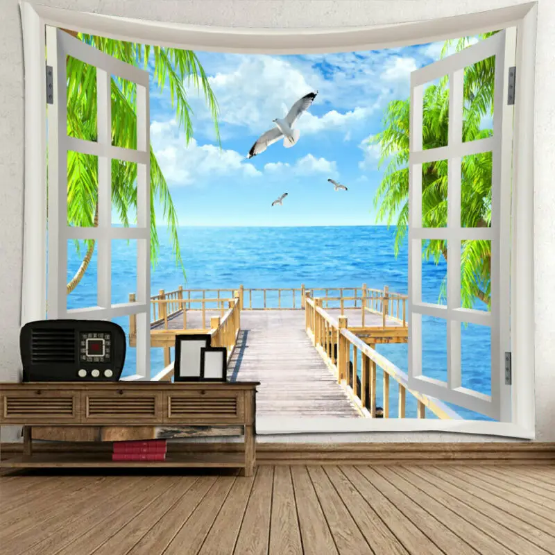 

Nature Scenery Tapestry Tapestries Mediterranean Hanging Wall Landscape Throw Bedspread Home Decor Wall Decor