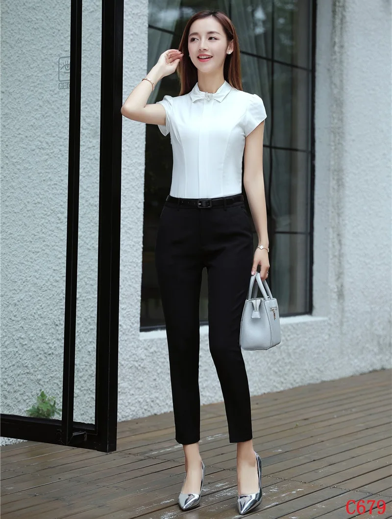 business pantsuit with blouse