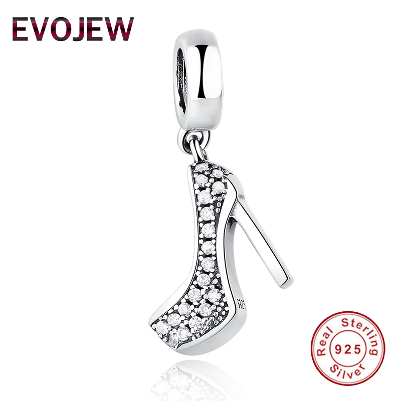 

EVOJEW Real 925 Sterling Silver Charms High heels Pendant Bead Charms Fit Original Pandora Bracelet for Women Fashion Jewelry