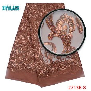 

Sequins Lace Fabric African Lace Fabric 2019 High Quality Lace Embroidery Tulle Lace For Nigerian Party Dress 5yards 2713b
