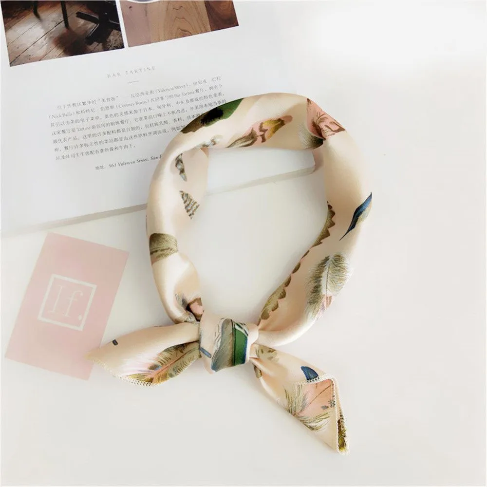 

1PC Fashion Multicolor Elegant Square Silk Feel Satin Scarf Skinny Retro Head Neck Hair Tie Beautiful Band Bag Accessories