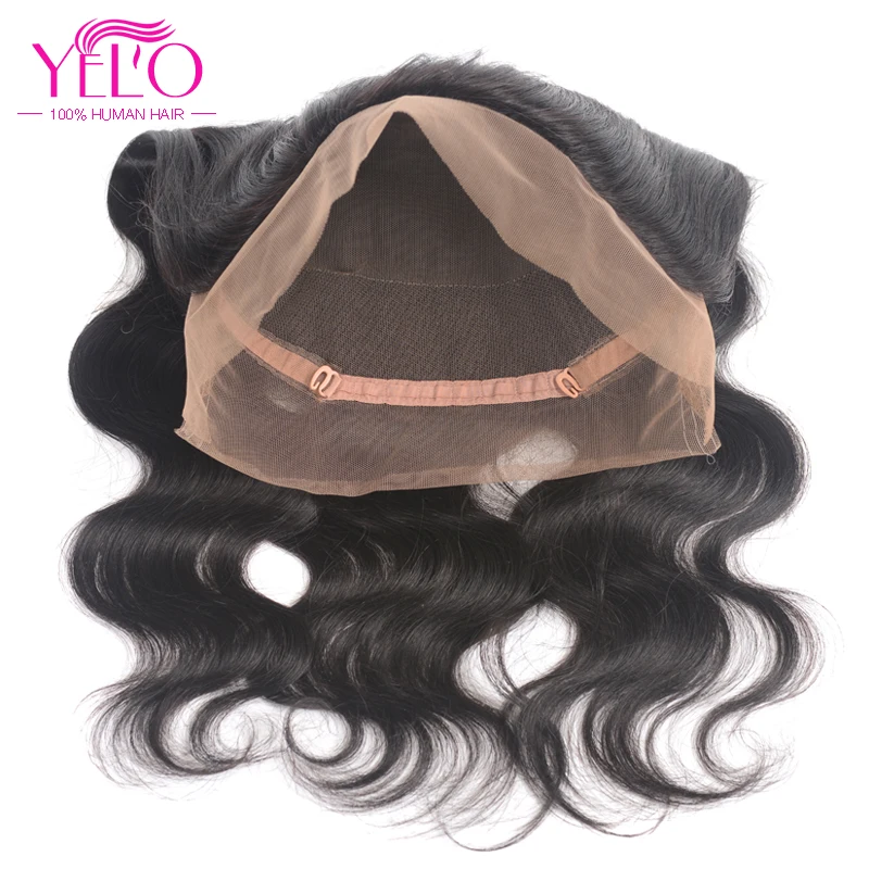 Yelo Brazilian Body Wave Pre Plucked 360 Lace Frontal with Baby Hair Free Part Natural Color 100% Human Hair Non Remy Hair brazilian-body-wave-frontal