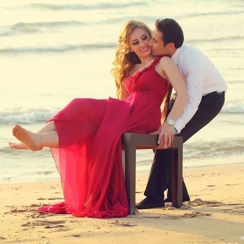 Red Beach Wedding Dresses : New Arrival Red Prom Dresses Hand Made Flowers For Beach Wedding
