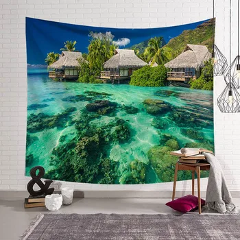 

Landscape Wall Tapestry Sea Theme Decorations Home Textile Mexican Blanket Bedspreads Hippies Wall Hanging