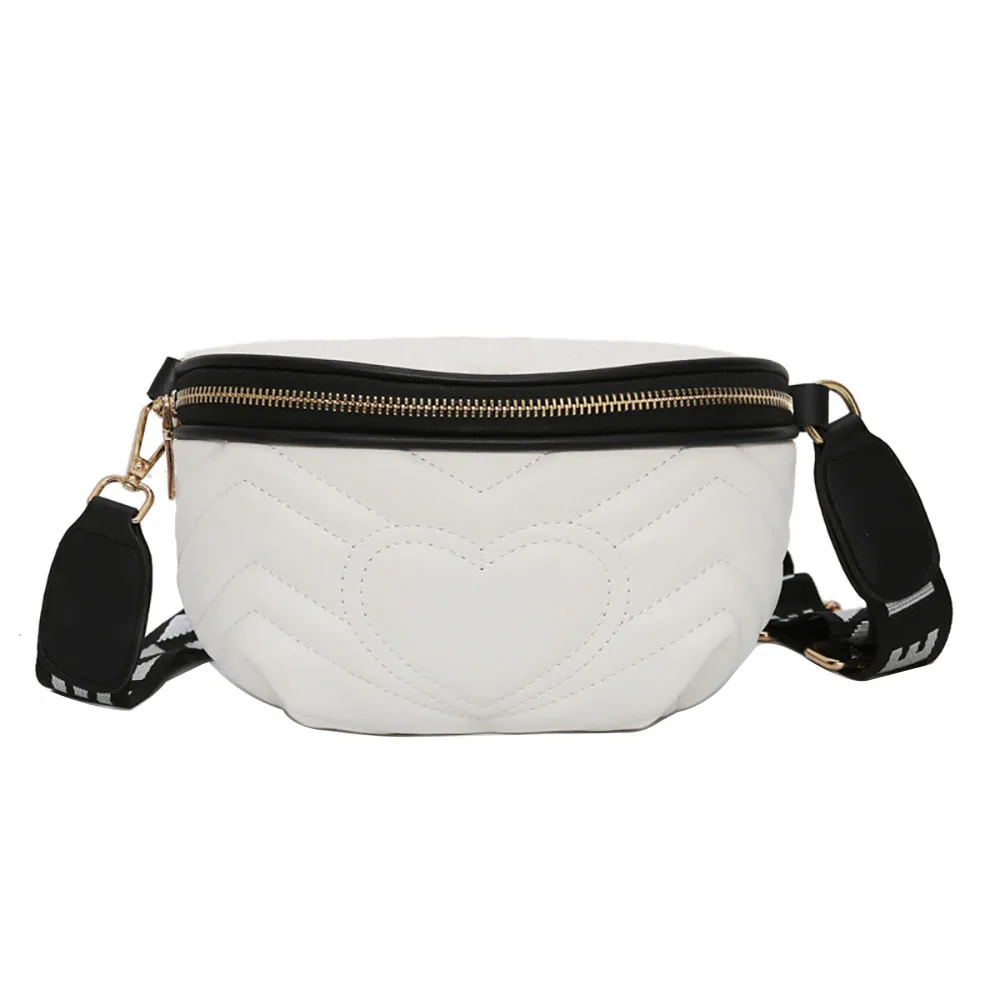 Женская поясная сумка с волнистым узором в виде сердца из искусственной кожи, женская сумка на грудь, модные сумки для телефона с ремнем для денег# J10 - Цвет: White