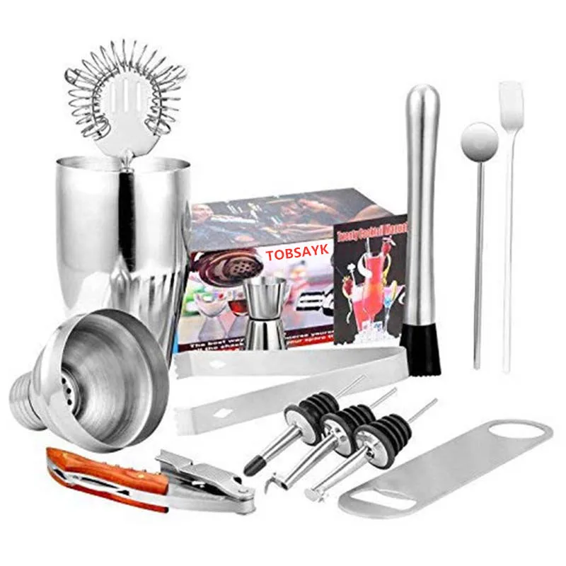 

TOBSAYK Cocktail Making Set 12pcs Cocktail Shaker Set Stainless Steel Bar Tool Set Bartender Kit