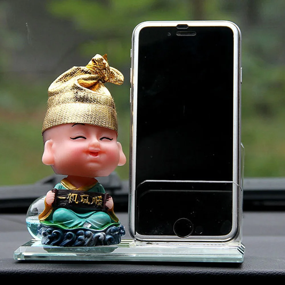 

Car Ornament Cute Shaking Head Seat Toy Automobile Interior Crystal Auto Perfume Decoration Mobile Phone Holder Accessories Gift