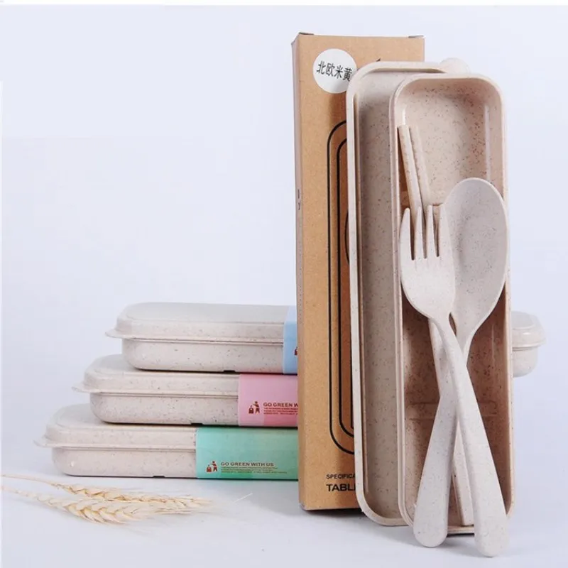 3pcs Children Baby Tableware Set Wheat Straw Children Travel Portable Tableware Spoon+Fork+ Chopstick+Box For Kids Picnic Gift 3pcs Children Baby Tableware Set Wheat Straw Children Travel Portable Tableware Spoon+Fork+ Chopstick+Box For Kids Picnic Gift