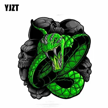 

YJZT 13.7CM*15.1CM Classic Animal Snake Car Sticker Personality Skull Decal PVC 6-0279