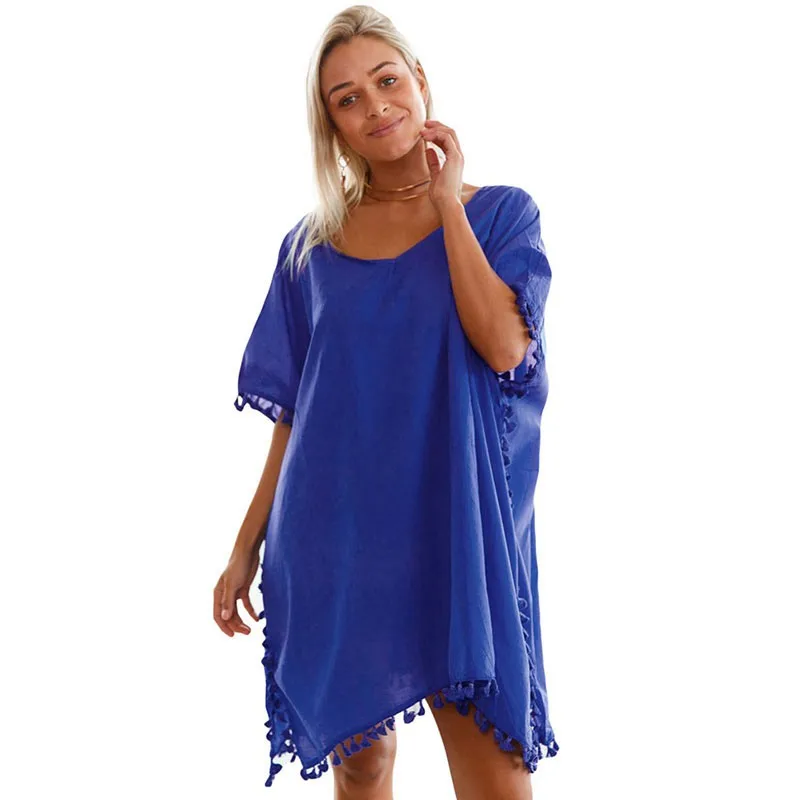 Royal Blue pareo playa Beach Cover up Beach Cardigan 2018 Swimwear