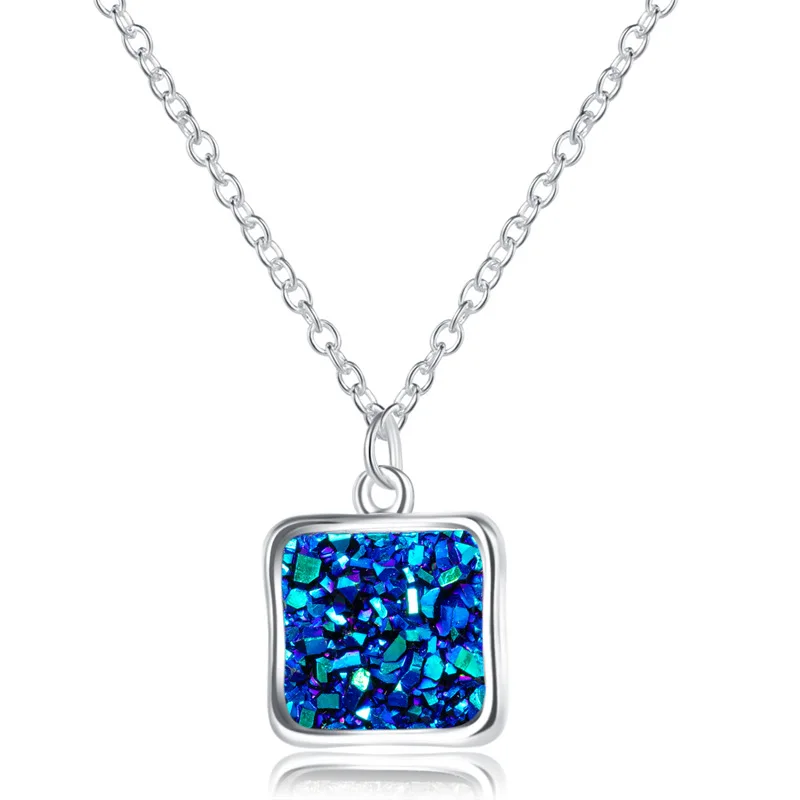 DANZE Симпатичные Bling Crystal Квадратный Кулон Цепочки и ожерелья для Для женщин