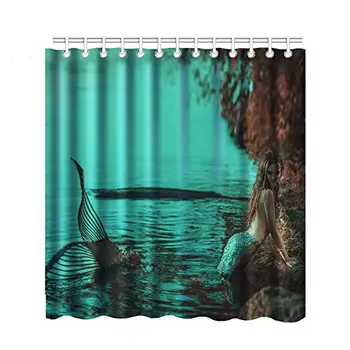 

Real People Play Mermaid Shower Curtain Set Sexy High Cold Girl Bathroom Curtain 3D