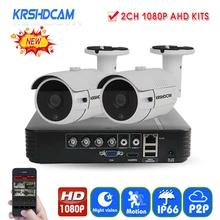 KRSHDCAM 4CH AHD DVR Security CCTV System 30M IR 2PCS 1080P CCTV Camera Outdoor Waterproof Camera Home Video Surveillance Kit