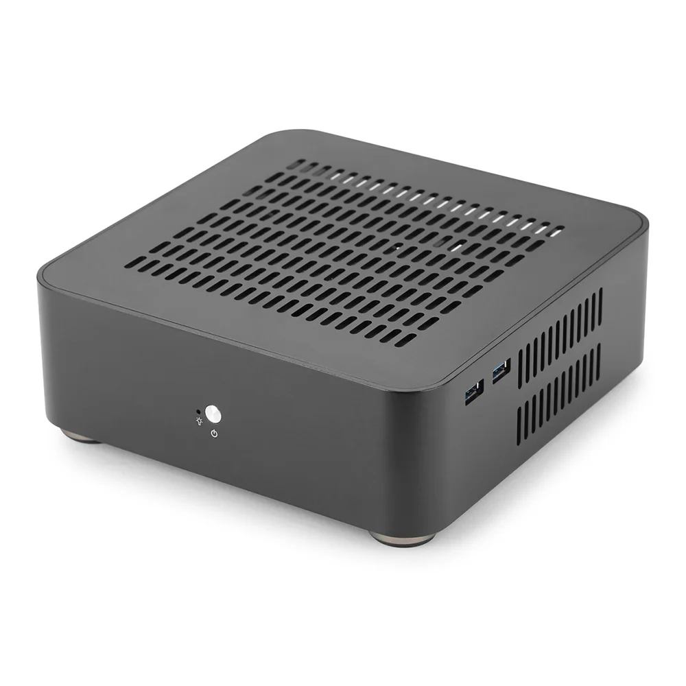 [Верхняя крышка с отверстиями] [Версия USB 3,0] RGeek Mini ITX компьютерный чехол ПК с алюминиевым корпусом шасси HTPC с блоком питания - Цвет: Black Case