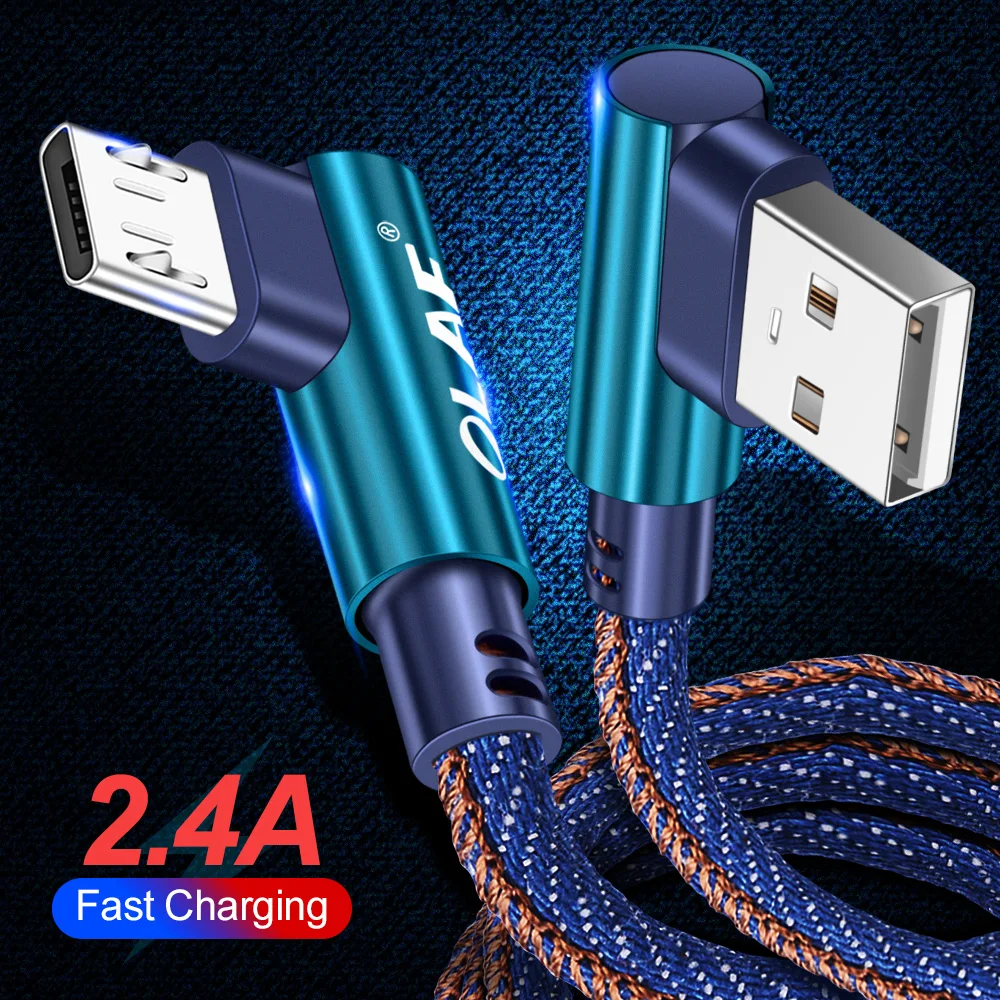أولاف المصغّر usb كابل سريع تهمة كابل بيانات لسامسونج Xiaomi LG L-خط 90 درجة شاحن هاتف محمول يعمل بنظام تشغيل أندرويد كابل يو إس بي كابل شحن