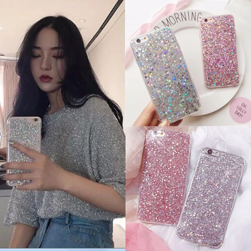 Fashion Bling Shining Powder Sequins Phone Case For iPhone 7 8 6 6S Plus X Soft Silicone Glitter Back Cover For iPhone7 5 5S SE Fashion Bling Shining Powder Sequins Phone Case For iPhone 7 8 6 6S Plus X Soft Silicone Glitter Back Cover For iPhone7 5 5S SE