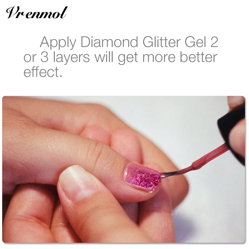 Vrenmol Блестящий 3D Алмазный Блеск цвета золотые блестки гель лак замочить от ногтей профессиональный УФ-гель для ногтей