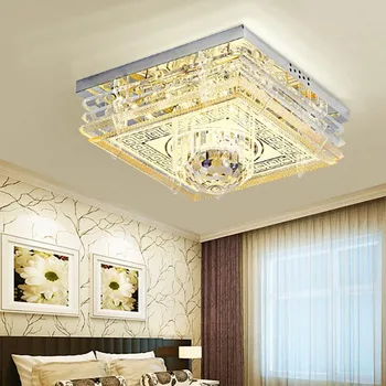 

Rectangular living room crystal lamp home smart creative music Bluetooth colorful led ceiling lamp bedroom lighting led fixture