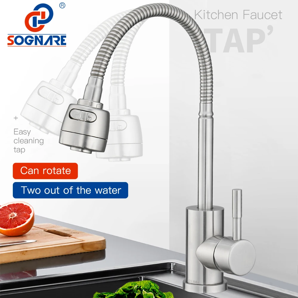 SOGNARE Kitchen Faucet Mixer Flexible Kitchen Tap Single Lever Hole