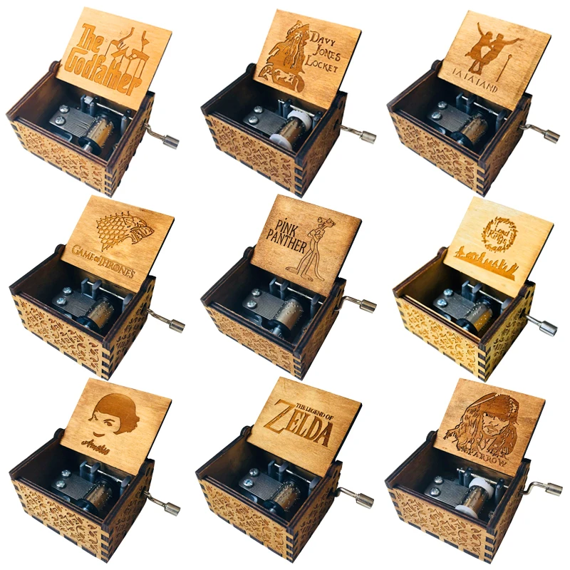 

Antique Carved wooden Music Box Game of thrones Hand operated Musical Boxes star wars Caja de musica drop shipping