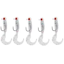 5 шт. серебряные рыболовные Крючки рыболовные снасти одного крючки с белым мягкие приманки 4,8 г в океан рыбалка