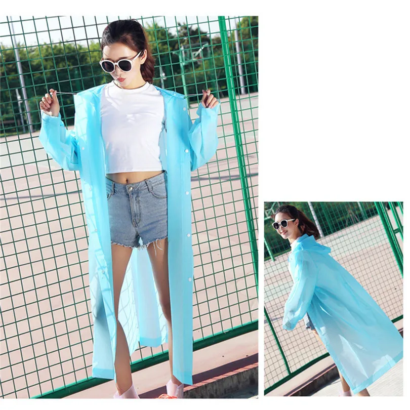 

Foldable Raincoat EVA Fashion Jelly Gel Unisex Adult Non-Disposable Long Raincoat Rain gear getafe impermeable #4J26