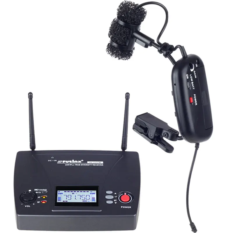 

True diversity professional saxophone wireless microphone IR sync 100M operating range wireless instrument microphone OK-9R+AH1