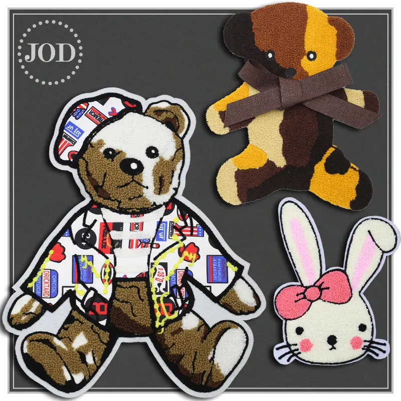 

Large big size wool cat bear rabbit embroidered patch applique sew on clothes embroidery patches for clothing sewing stickers