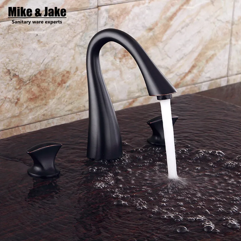 

Deck Mounted ORB Double Handles basin faucet Bathroom Sink Faucet, Brush Finished three hole bathroom faucet Crane Sink tap