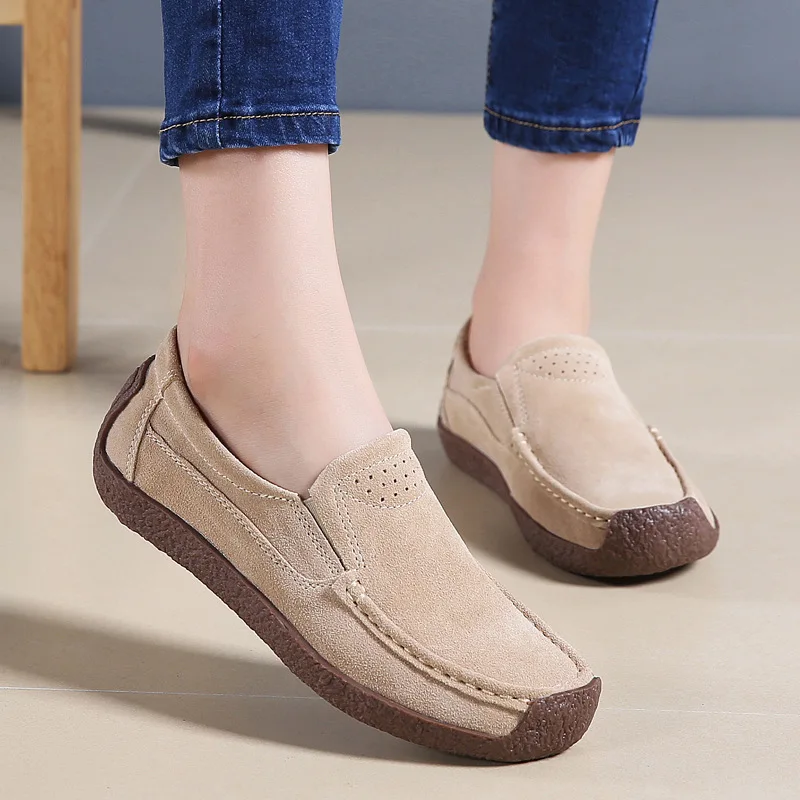 

Spring Autumn Women Moccasins Women's Flats leather Shoes Woman Lady Loafers Slip On Suede Shoes mocasines mujer hjn89