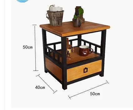 Американский Ретро журнальный столик из цельного дерева, чайный столик, простой промышленный подвесной Лофт, передвижной Двойной столик для хранения чая в гостиной - Цвет: 15