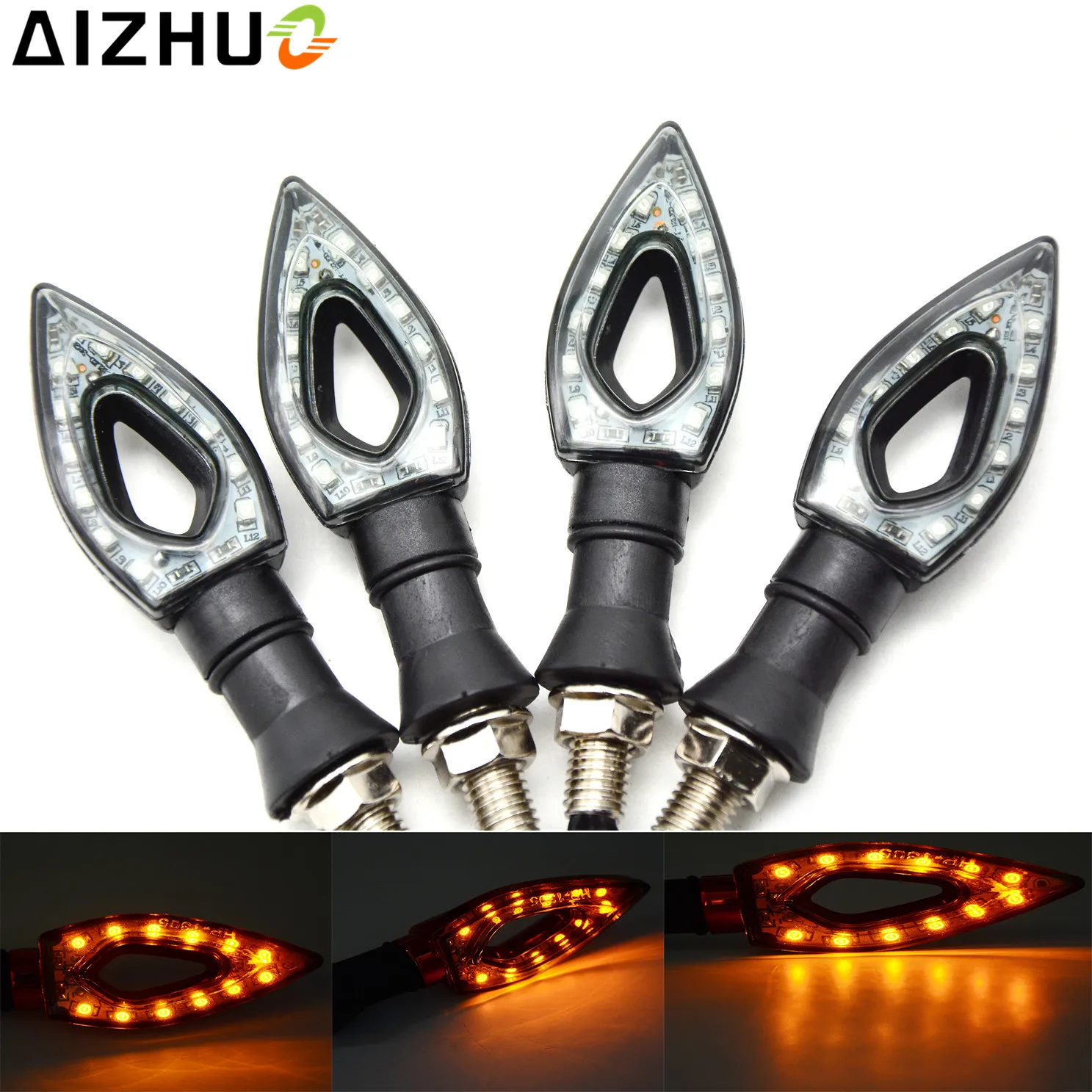 4PCS Motorcycle Turn Signal Light 12V 12 LED Universal Motorbike Blinker Lamp Decorative Light For Honda Kawasaki Suzuki Yamaha