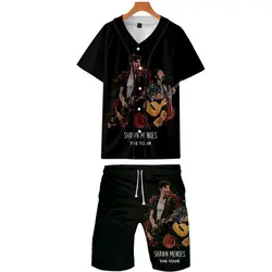 Шон Мендес 3D SHEIN модные kpop человек 2 предмета крутая модная уличная летняя Harajuku Бейсбол рубашка и Комплекты с короткими штанами товары для