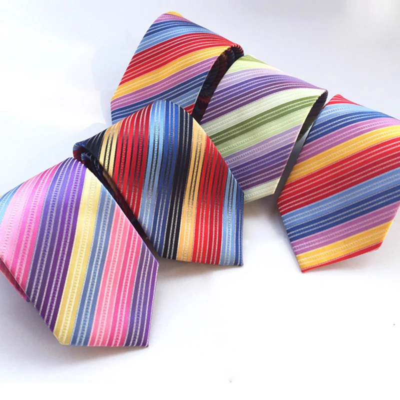 

Hot Sale New 8cm 100% Jacquard Woven Silk Tie For Men Striped Neckties Man's Neck Tie For Wedding Business Party Factory Sale