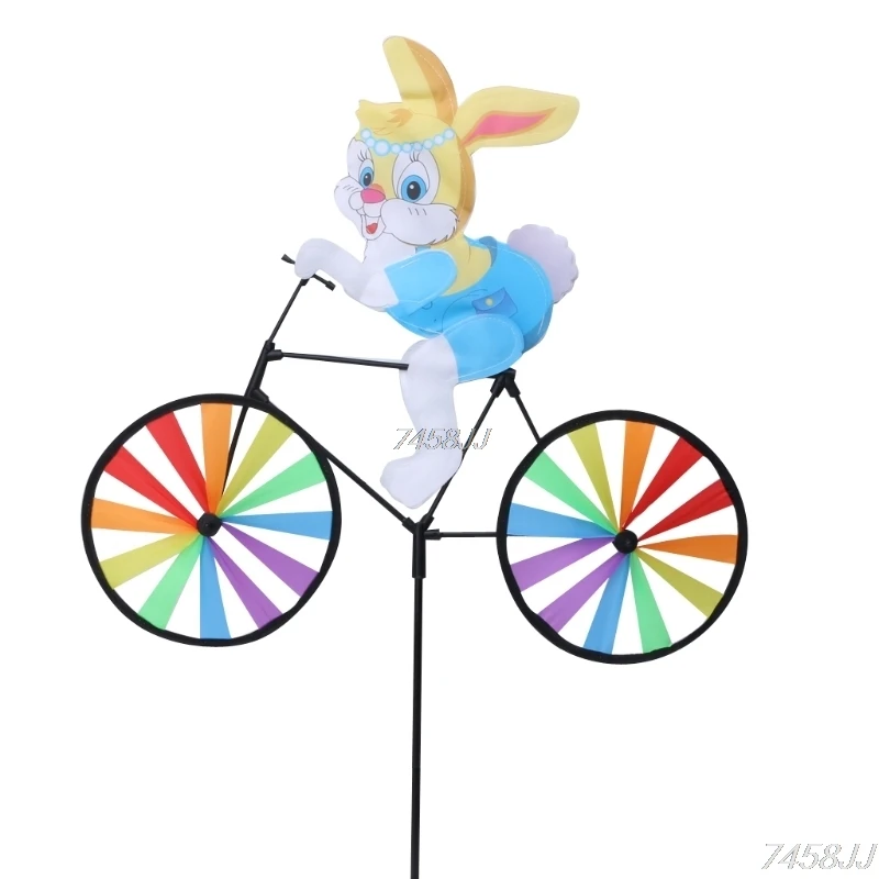 Rabbit Bee Tiger on Bike DIY Windmill Animal Bicycle Wind Spinner Whirligig Garden Lawn Decorative Gadgets Kids Outdoor Toys