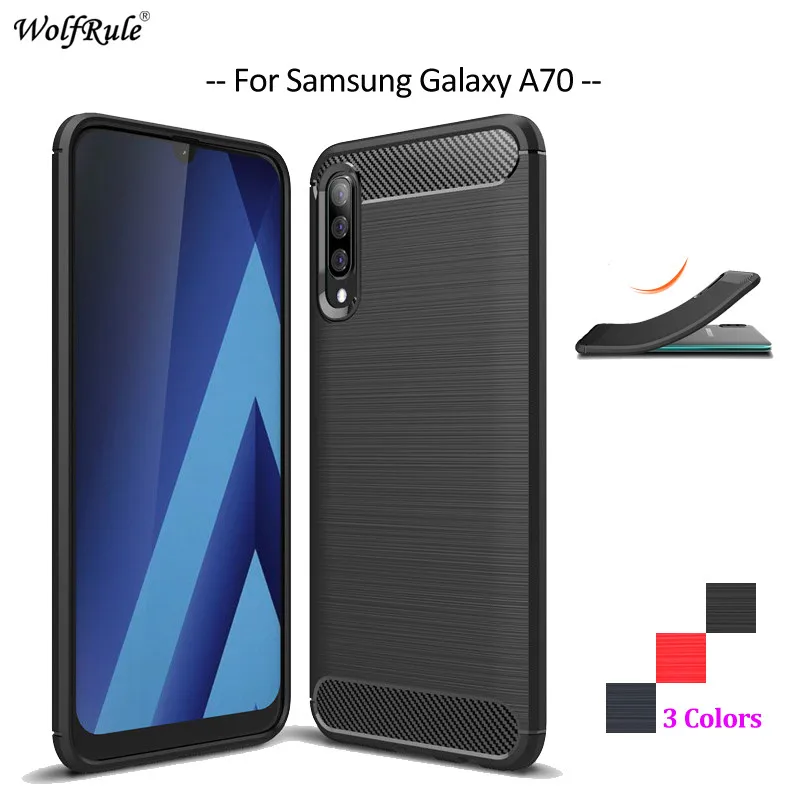 Чехол из углеродного волокна для Samsung Galaxy A70 мягкий чехол ТПУ Бампер A705|Бамперы| |