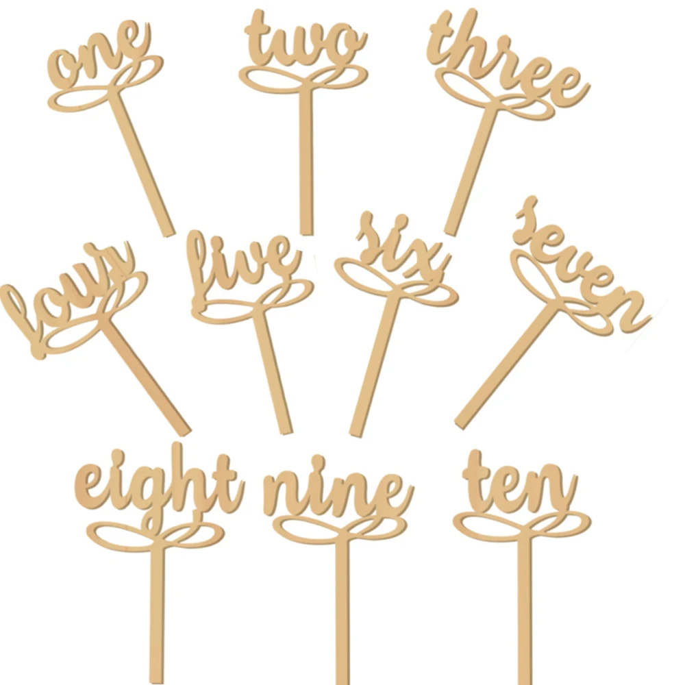

Wooden Table Numbers Set 1-10 Alphabet English Letter Freestand Stick Wedding Birthday Party Direction Signs Table Cards DIY Dec