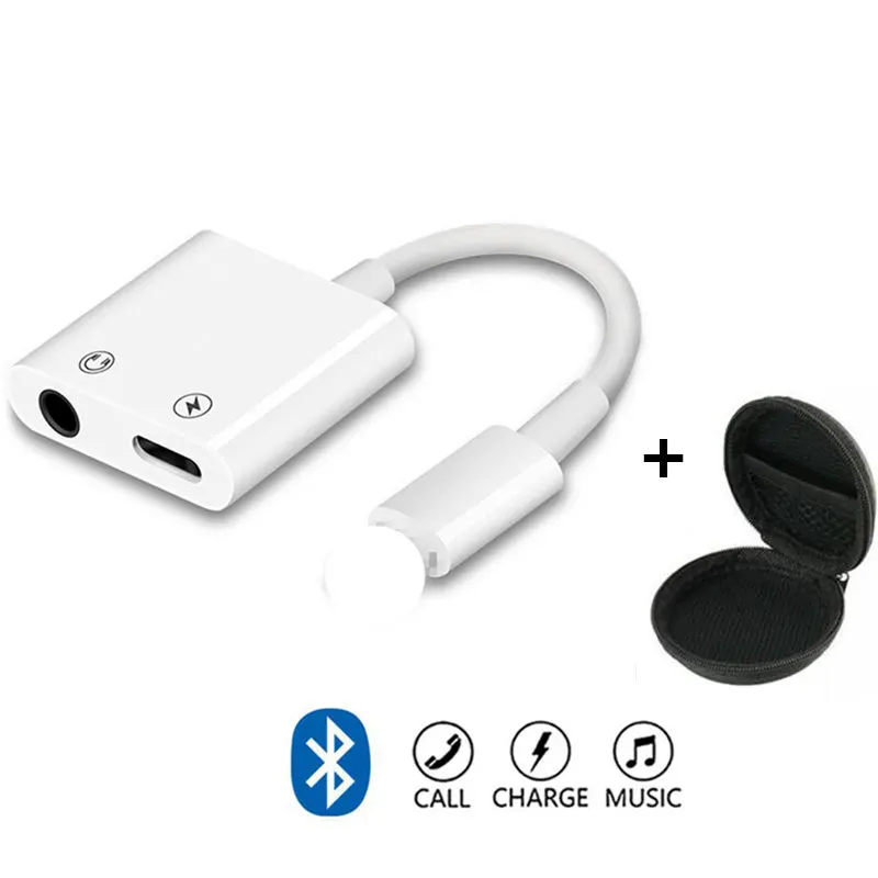 Для lightning/3,5 мм Aux Jack кабель для наушников IOS 12,3 для iPhone X 8 7 Plus XS Max Bluetooth Adaptador вызова аудио адаптер - Цвет: white with bag