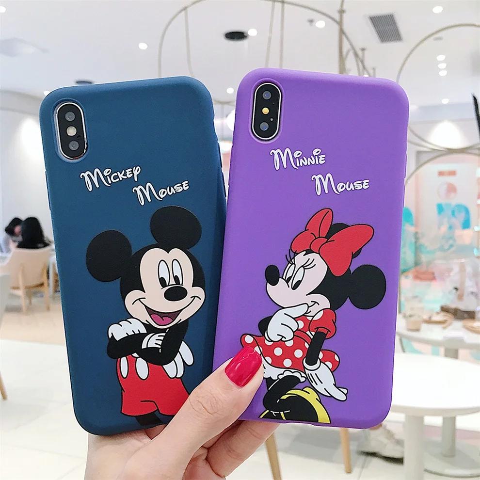 

DTFQ Stylish Couple Case for iPhone XR Xs Max X Mickey Minnie Colorful Soft TPU Cover for iPhone 7 Plus 8 6s